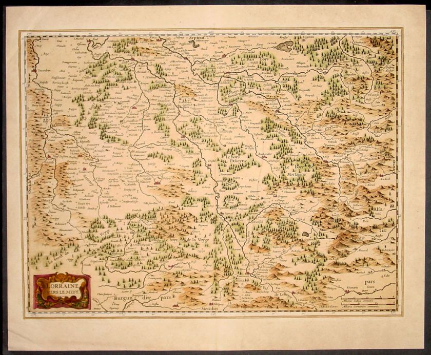 1638 Mercator Hondius Antique Map of Lorraine, France  