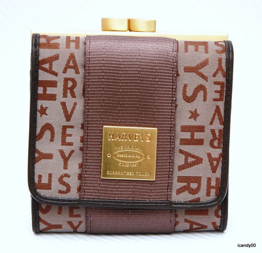 NEW HARVEYS Signature CREDIT WALLET FRENCH PURSE ~BROWN  