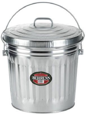 ea BEHRENS 6110 10 GAL GALV STEEL GARBAGE PAILS w LID  