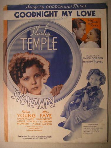 Sheet Music GOODNIGHT MY LOVE Shirley Temple Stowaway  