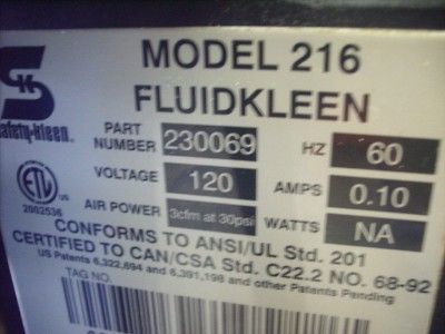 Safety   Kleen * FluidKleen Solution Filtration System  