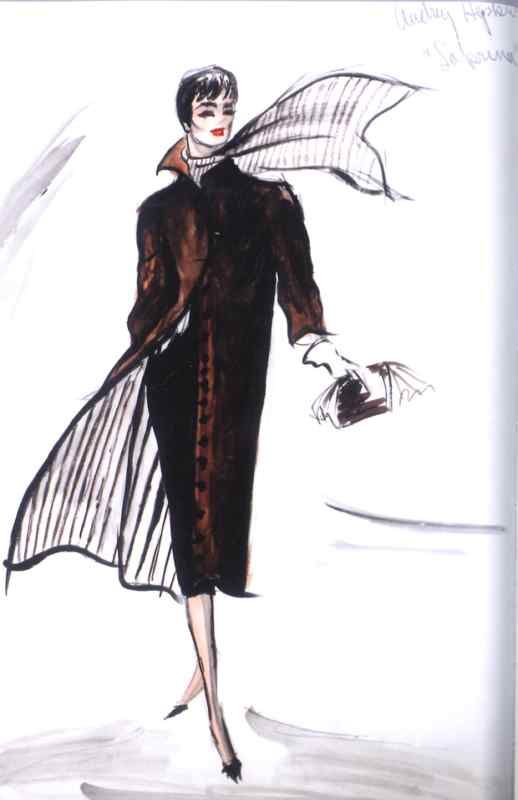 AUDREY HEPBURN   RARE COSTUME SKETCH   SABRINA # 2  