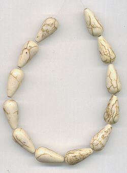 White Turquoise Magnesite Teardrop Beads 14mm x 8mm  