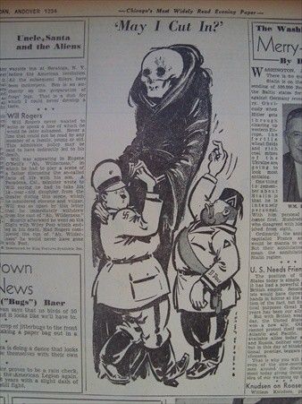 270864W NORMAN H. SMITH ARTWORK, ADOLF HITLER X 2, 1940 OLD NEWSPAPER 