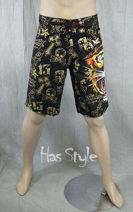 Ed Hardy BLACK Tiger 13 Board Shorts Surf Trunks black  