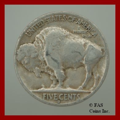 1938 D VG Buffalo Nickel US Coin  