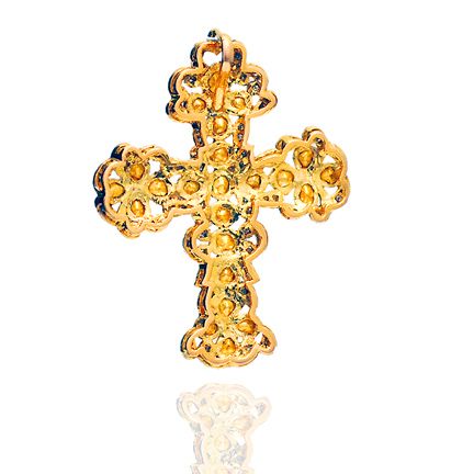 2ct Antique Cut Diamond Cross Pendant 14K Gold Vintage Style 925 