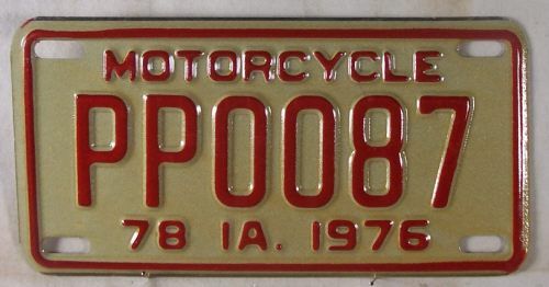 1976 78 Iowa PP0087 Motorcycle License Plate  