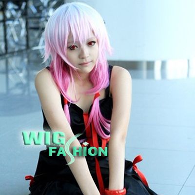 Guilty Crown Inori Yuzuriha Long Mixed Pink Anime Cosplay Hair Wig 