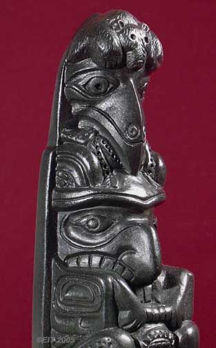 Copy 19th C. HAIDA INDIAN Argillite WHALE TOTEM, Canada  