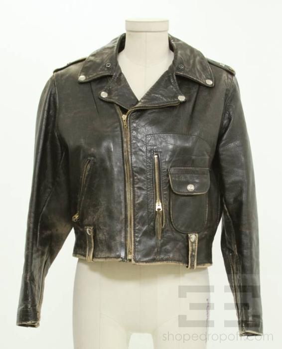 Buco 1940s Vintage Black Steerhide Distressed Motorcycle Jacket Sz 22 