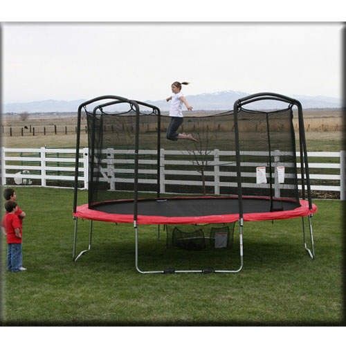 14 ROUND RED TRAMPOLINE + NET ENCLOSURE & PADS 14FT  