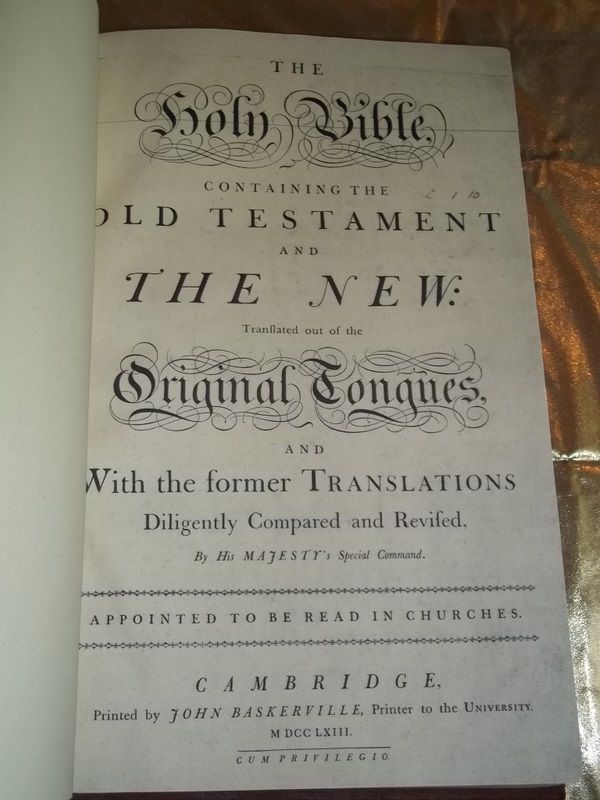 1763 BASKERVILLE KING JAMES HOLY BIBLE 1st EDITION ANTIQUE LEATHER 