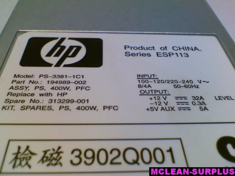 HP DL380 G2 G3 400W Power Supply PS 3381 1C1  