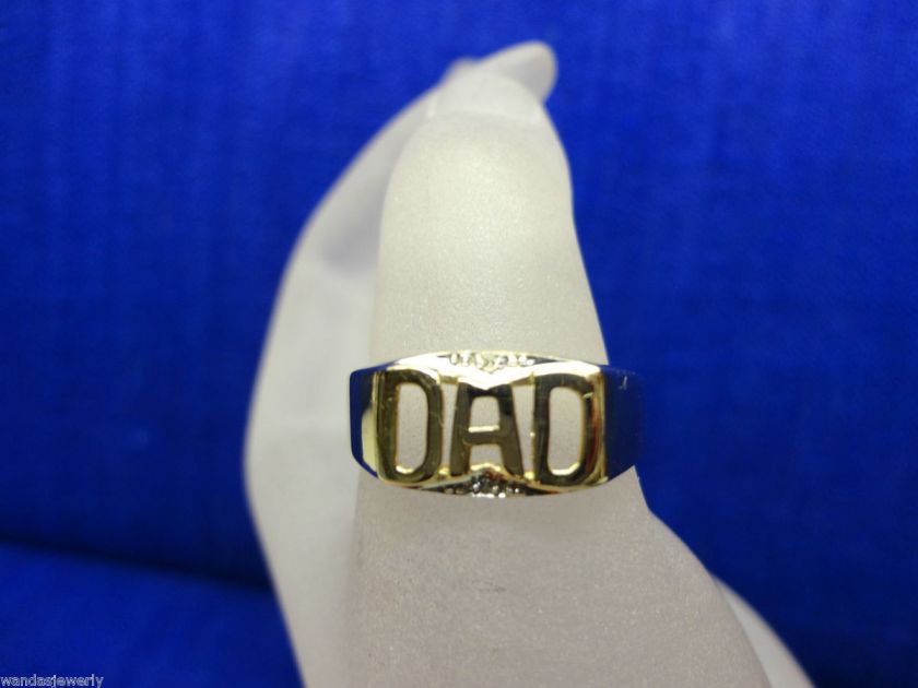 10K YELLOW GOLD DIAMOND DAD RING, SIZE 10.5  