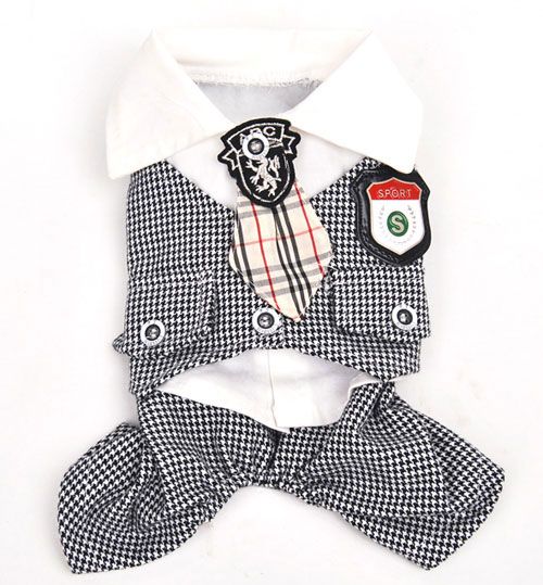 Black Plover Jumpsuit Suit with Tie Dog Clothes Apparel 5 Size  