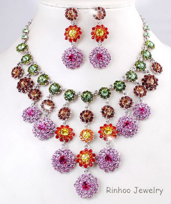 6sets rhinestone&alloy necklace & earring Free~~  