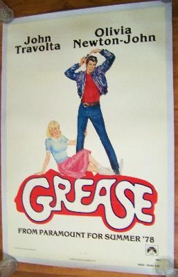 GREASE Orig 1978 ADVANCE US 1Sht TRAVOLTA Newton John ON LINEN  