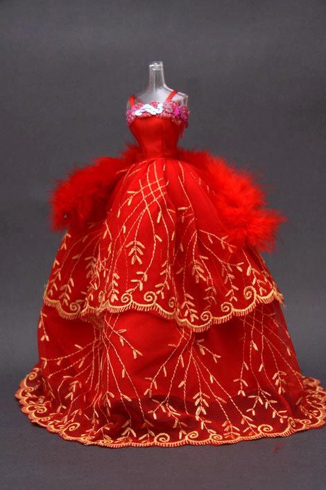 D2306 BN Red Handmade Evening Dress for Barbie FR  