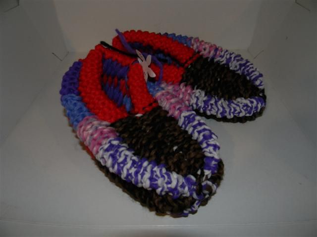 Hand Knit Slippers, Many Colors Wool or Phentex Style#2  