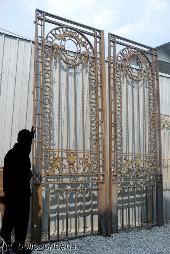 MONUMENTAL 19THc FRENCH WROUGHT IRON MANSION GATES  