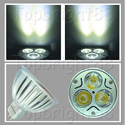 PCs 3x1W MR16 SpotLight White Led Bulb 12VDC/AC 30°  