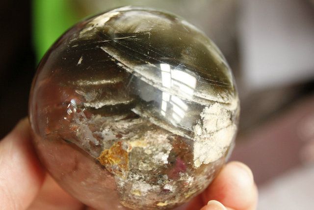 62mm Stunning Water Clear Smoky Quartz Crystal Sphere Ball With Great 