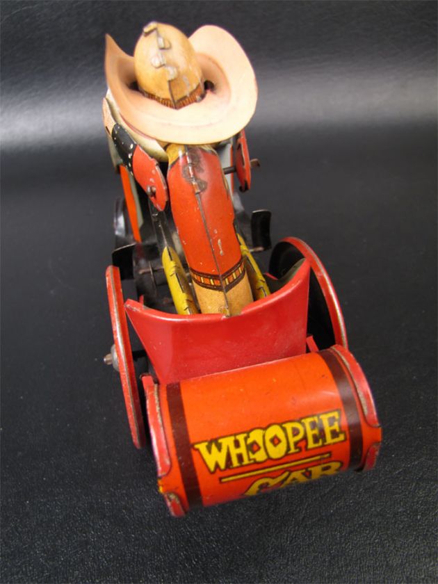 Vintage Marx Toys Wind Up Tin Litho Cowboy Whoopee Car  