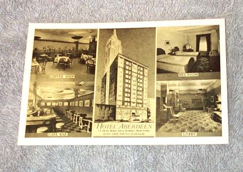 Hotel Aberdeen New York Lumitone Photoprint Postcard PC  