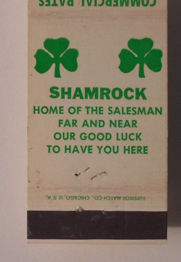 1960s Matchbook Shamrock Motel Taylor Williamston NC MB  