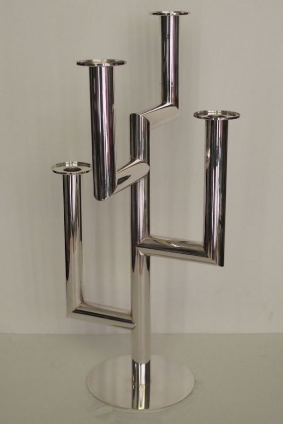 Art Deco Chrome Plated Candelabra After Karl Hagenauer  