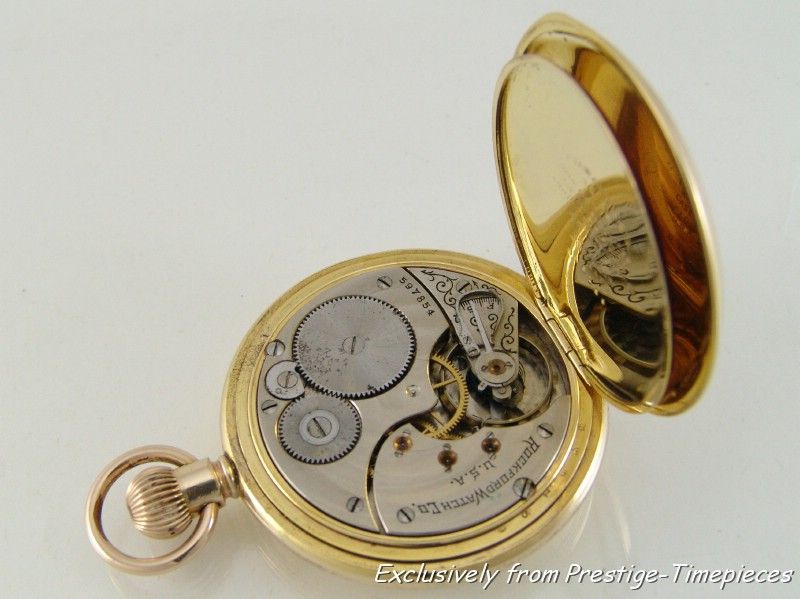 ROCKFORD WATCH Co 15 JEWEL FULL HUNTER 14Ct GOLD POCKET WATCH c1902 