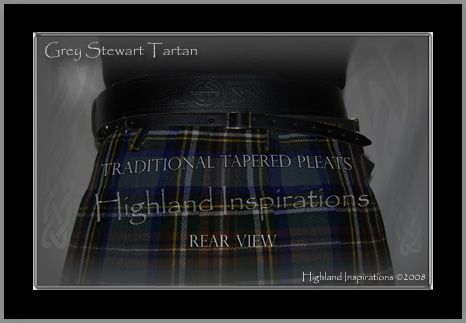 Kilt GREY STEWART TARTAN + FREE Scottish Thistle Pin  