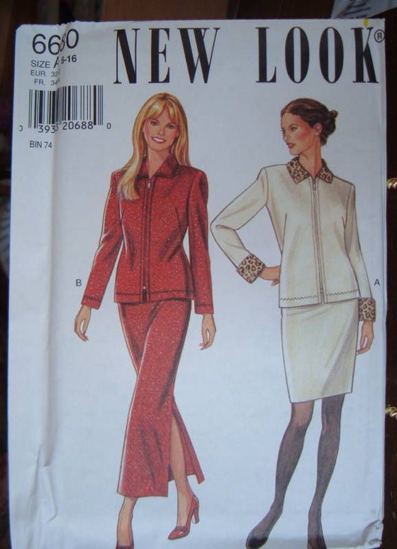 MS New Look Pattern 6680 UNCUT Suit Slim Skirt SZ 6 16  