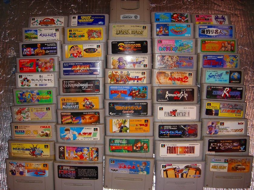 LOT of 50 SUPER FAMICOM CARTRIDGES AS IS Wholesale A  