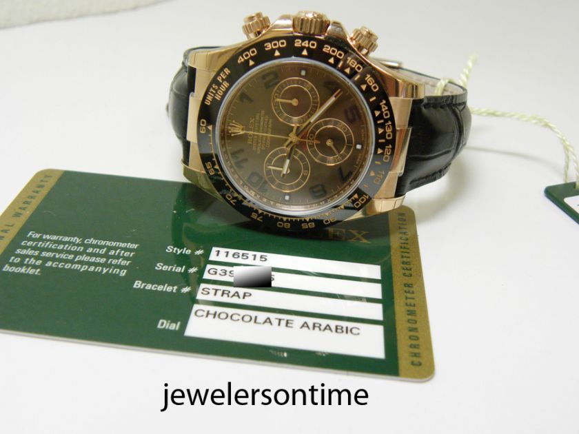 Rolex 18K RG Rose Gold Ceramic Bezel Daytona 116515 Chocolate Dial b/p 