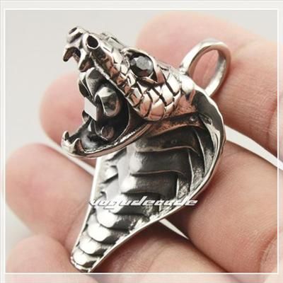 Huge 316L Stainless Steel Cobra Snake Pendant 4T024  