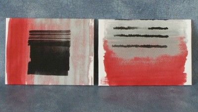  set of Modern Art Panels in white grey black and red ~Nice modern 