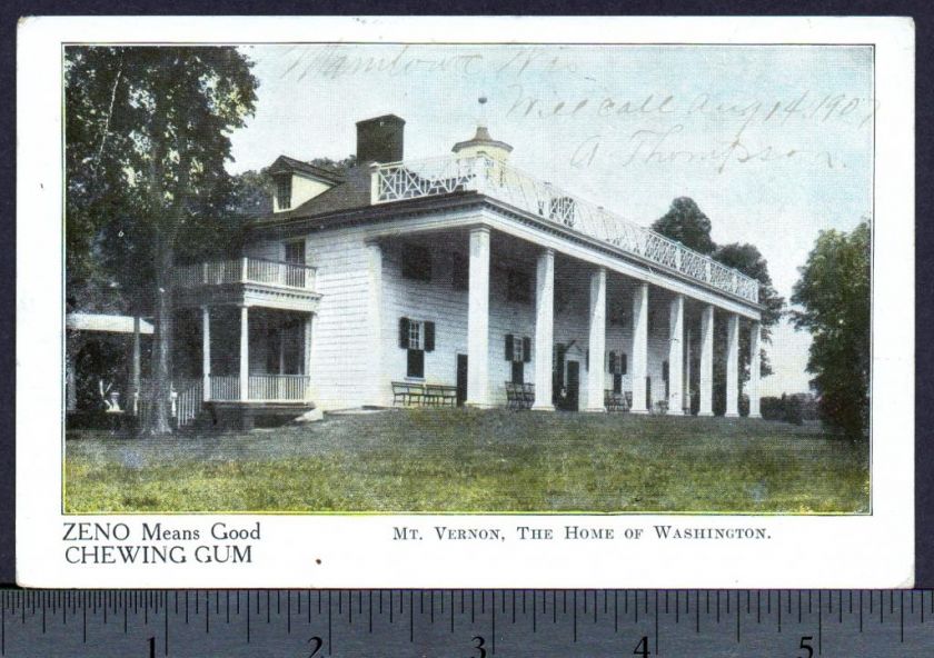 Zeno Chewing Gum 1907 Postcard Manitowoc Wis/ Mt Vernon  