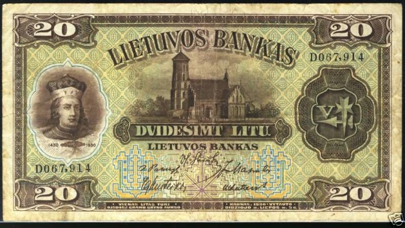 Lithuania 20 Litu 1930, P.27 III   