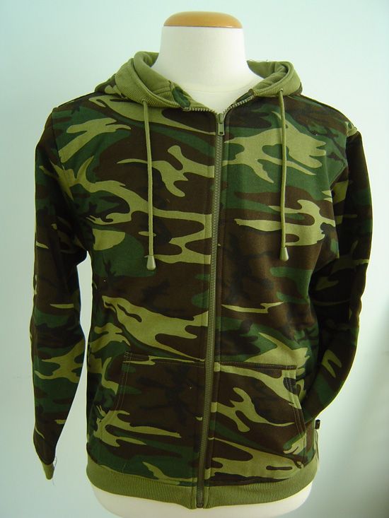 adult camouflage zip hoody green code a003