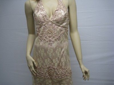 Sue Wong Gold Peach Evening Dress Gown Wedding 4 NEW Desinger Cocktail 