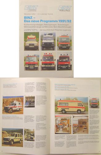 Mercedes Benz Binz Ambulance 1991 92 Brochure G Wagen  