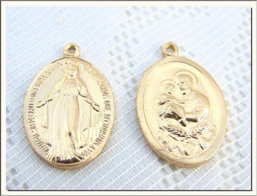 POCKET RELIQUARY LOCKET VIRGIN MARY & SAINT JOSEPH TWO MEDALS . VISIT 