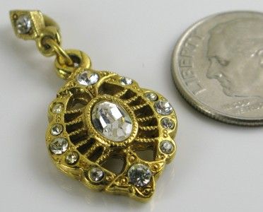 Estate Antique .77ctw White Topaz Golden Milgrain Pendant   32.5 x 