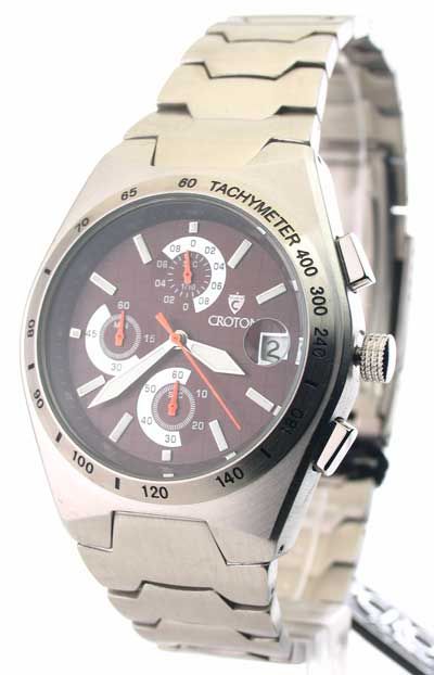 Croton CC311282SSBR Watch Mens Chrono Date Steel New 754425094280 