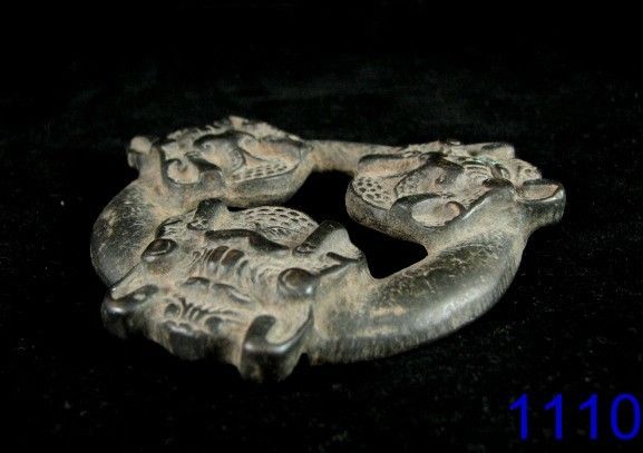 Warring States Bronze Door Knocker w/ Lion Heads & Bats  