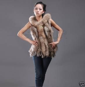 knitted rabbit fur vest waistcoat sleeveless jacket  