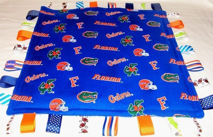 FLORIDA GATORS MINKY TAGGIE SECURITY RIBBON BLANKET~NEW  