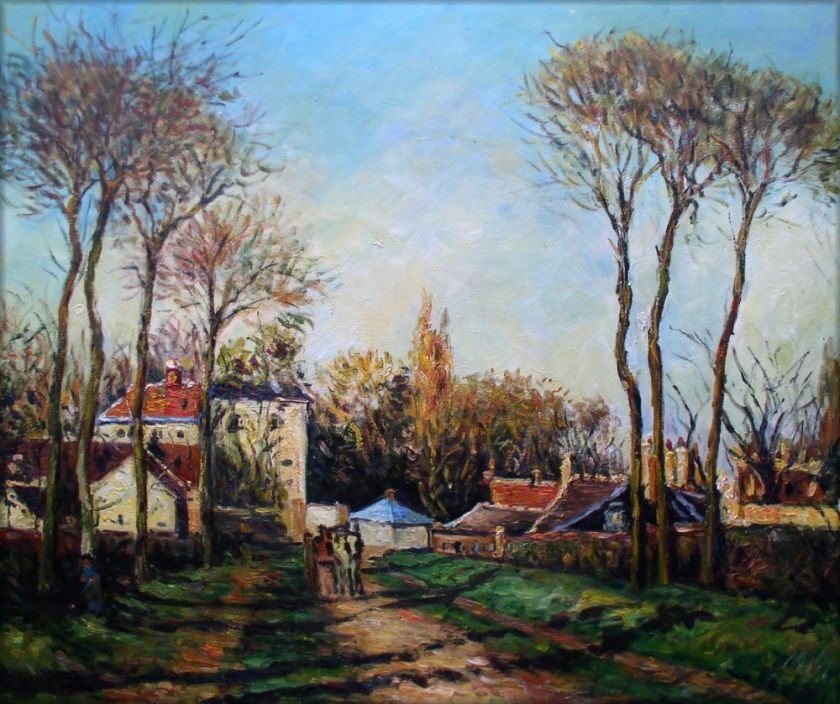 oil painting repro pissarro entrance to village of voisins